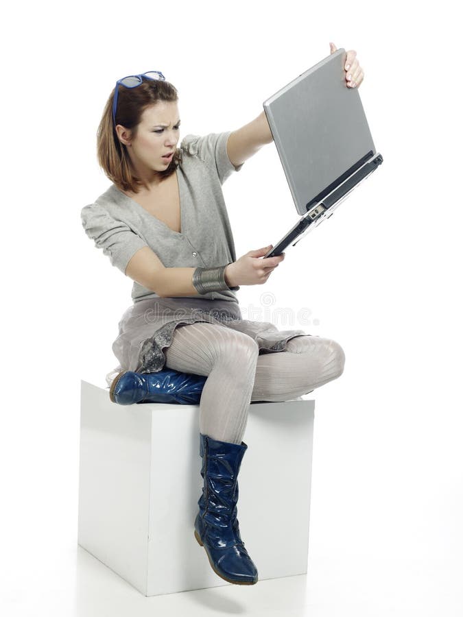 Girl with laptop computer