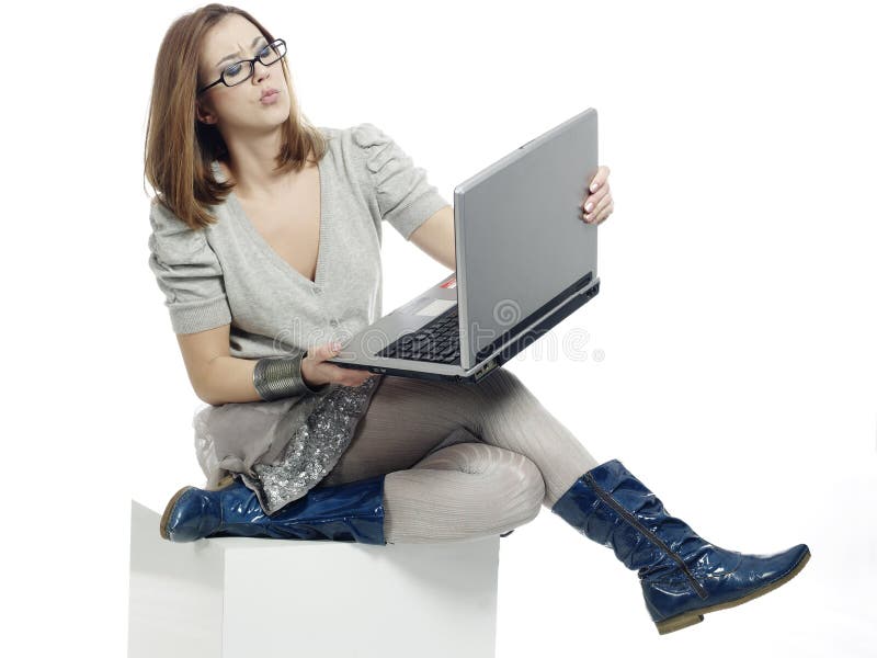 Girl with laptop computer