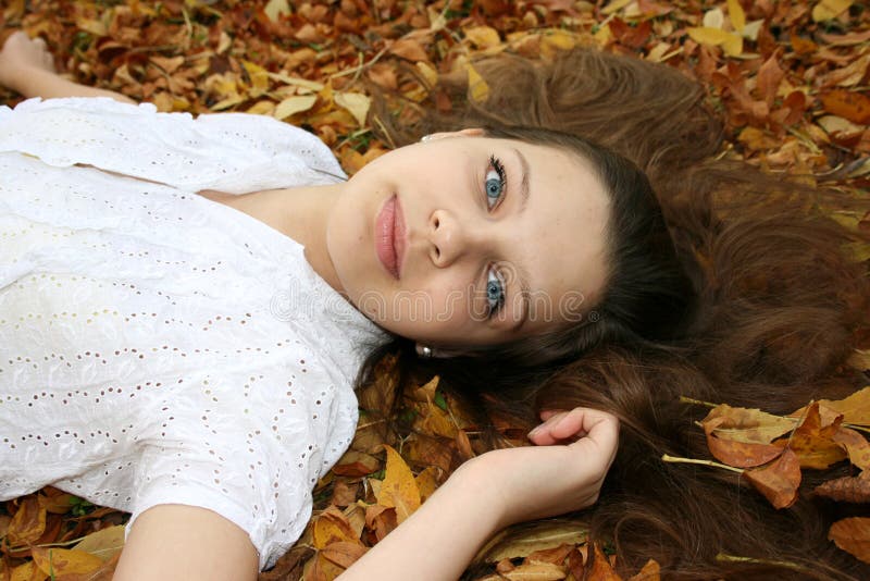 Girl in leaves