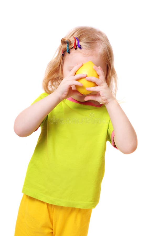 Girl with lemon stock images