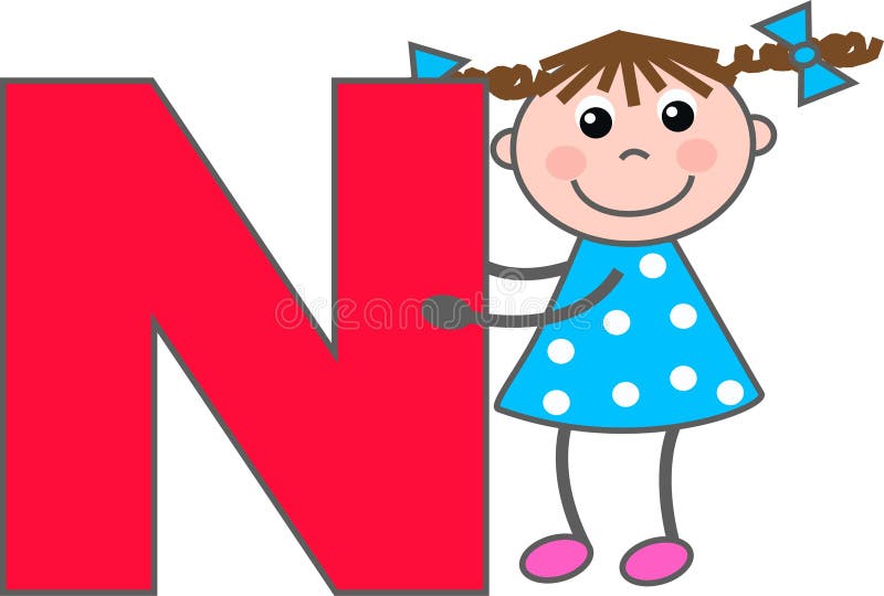 A girl with letter N royalty free illustration A girl with letter N royalty free illustration