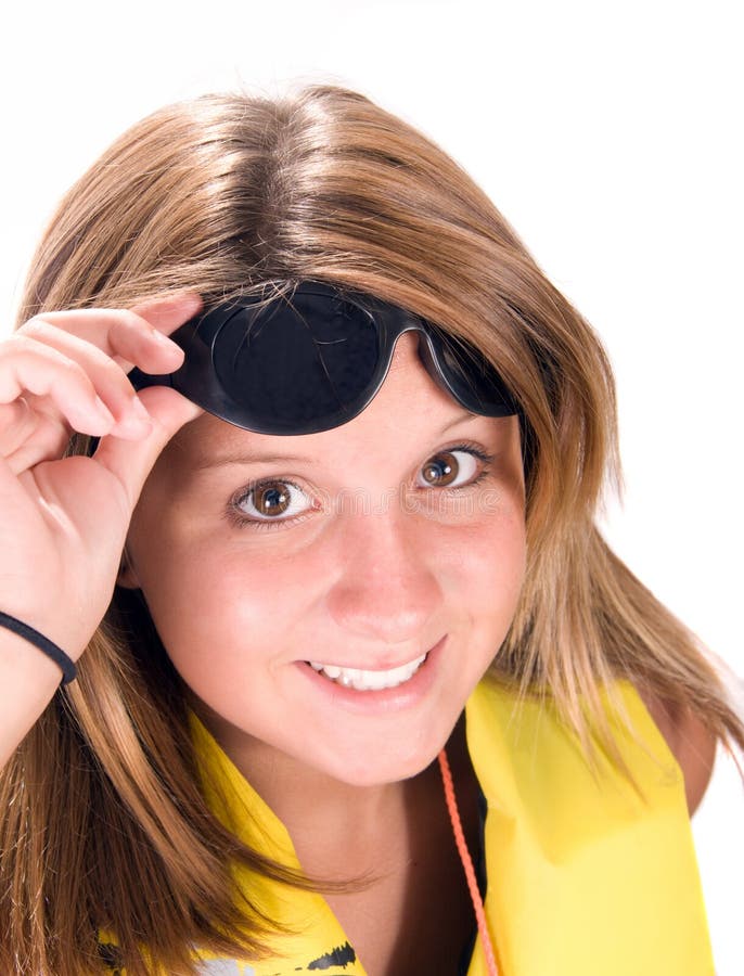 Girl with Lifejacket and Sunglasses