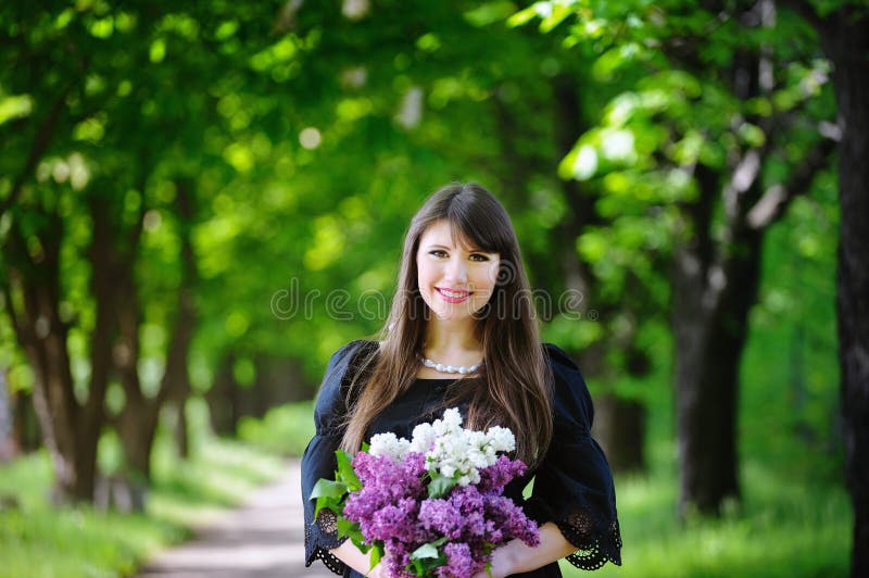 Girl with lilac stock photo. Image of fresh, green, comfort - 28729390