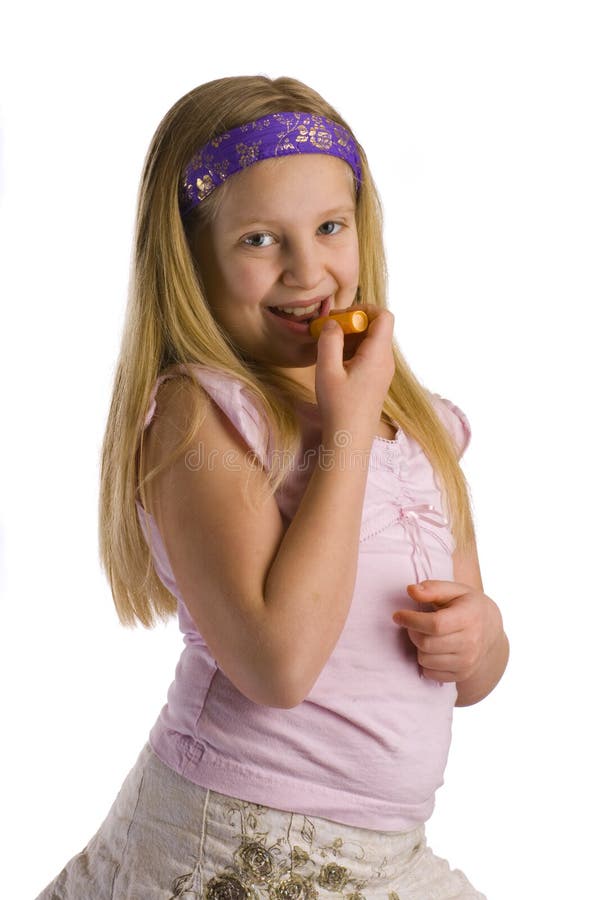 Girl Lip Balm stock photo. Image of medicine, salve, youth 7649038