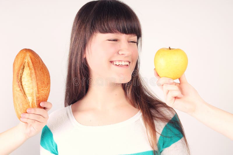 Girl with Loaf of White Bread on Cereal Field Stock Photo Image of