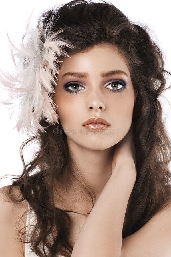 Girl with Long Curled Hairstyle and Feather Stock Photo - Image of long, cute: 20788686 Girl with Long Curled Hairstyle and Feather Stock Photo - Image of long, cute: 20788686
