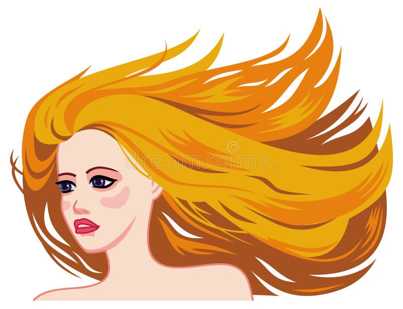 Girl with Long Red Hair, Blowing in the Wind, Hairstyles, Beaut Stock  Illustration - Illustration of adult, beauty: 82521682