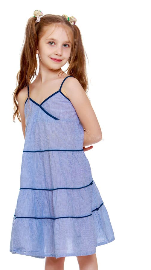 The girl long tails on the head stock photos The girl long tails on the head stock photos
