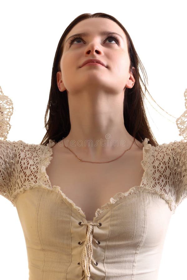 Girl look up stock photo. Image of gladness, dreaming - 2481660