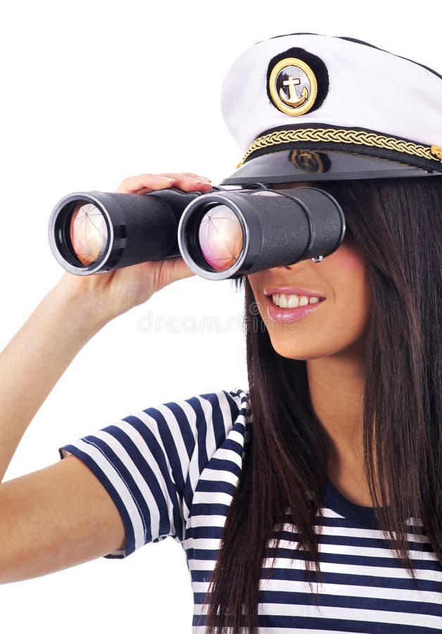 Girl looking through binoculars