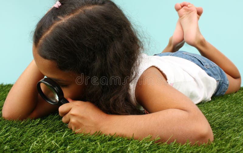 Girl Looking At Bugs royalty free stock photos