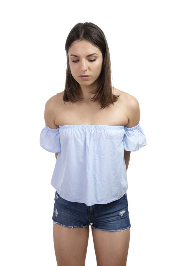 Girl looking down over the edge stock photos