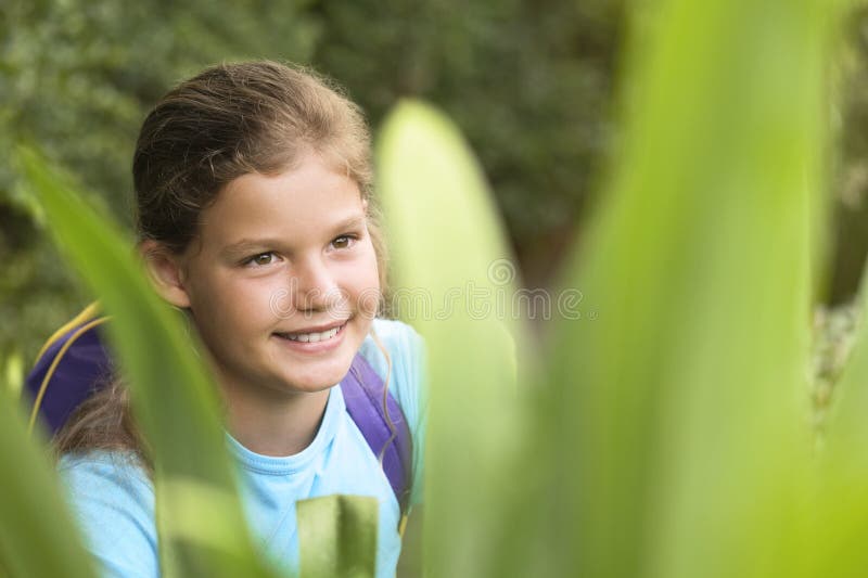 Girl Looking at Plants stock image. Image of education 29657575