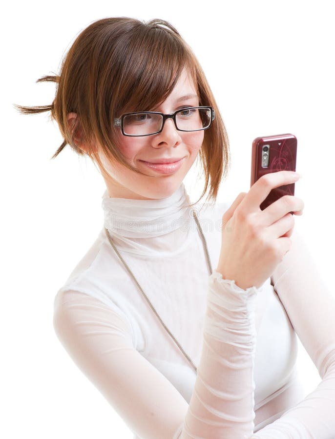 Girl looks into mobile phone