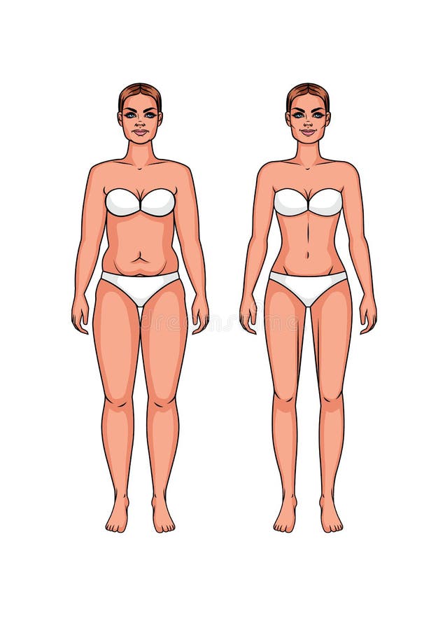 Collection of female body types set thick Vector Image