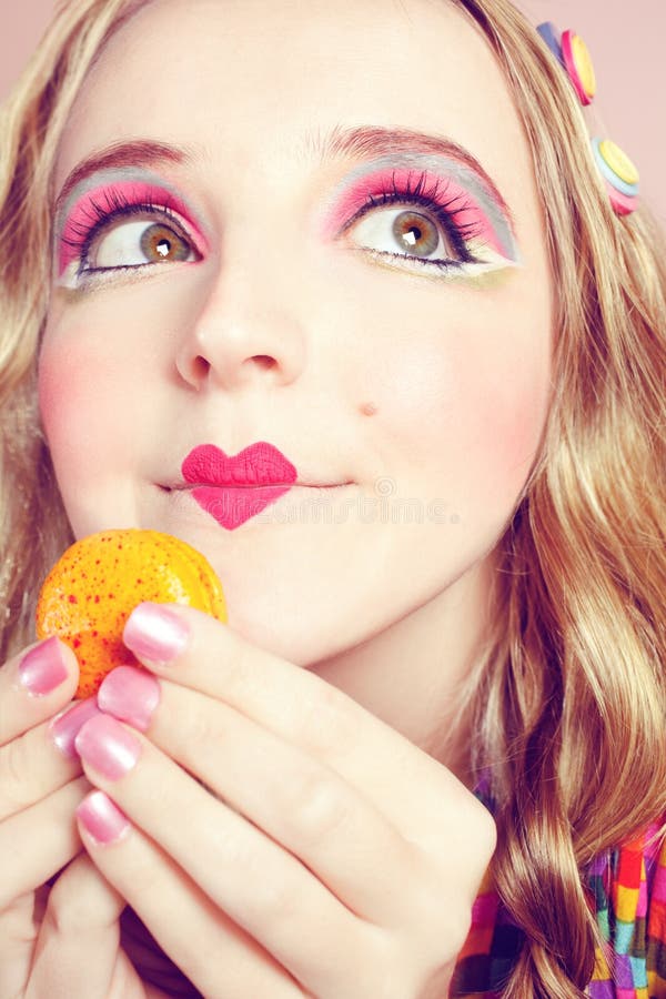 Girl Loves Colorful Macaroons