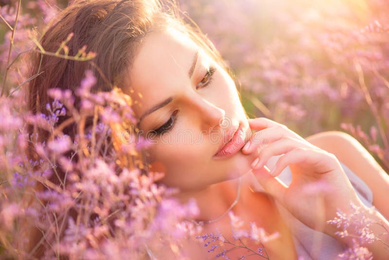 Girl Lying on a Meadow stock photos Girl Lying on a Meadow stock photos
