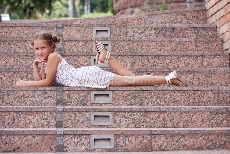 Girl Lying On A Stairs Img