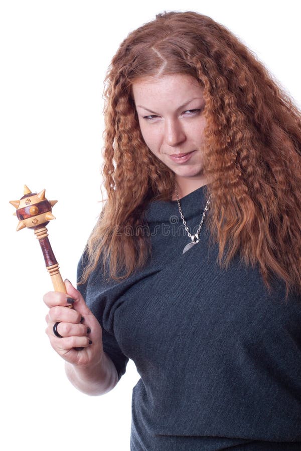 Girl with mace stock photo. Image of attractive, model 23235628