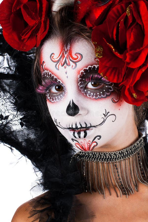 Girl with Make-up in the Style of Halloween. Stock Image - Image of ...
