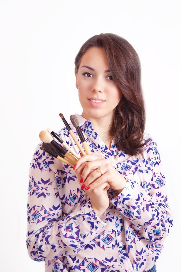 Girl Makeup Artist with Brushes Stock Photo Image of artist