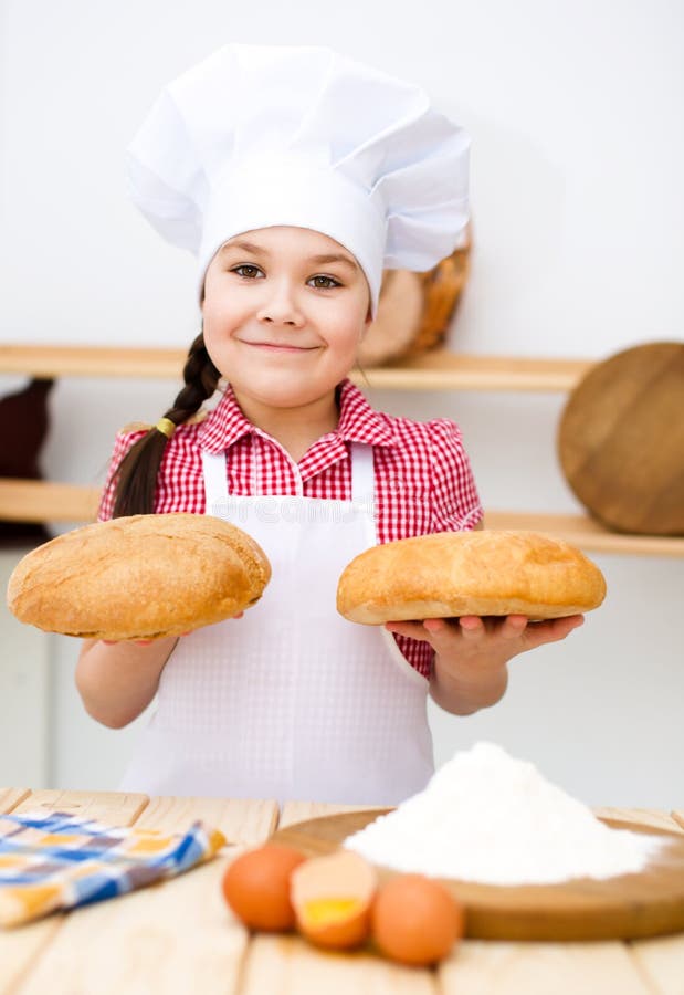 Girl making bread stock photo. Image of chef, home, child 52520568