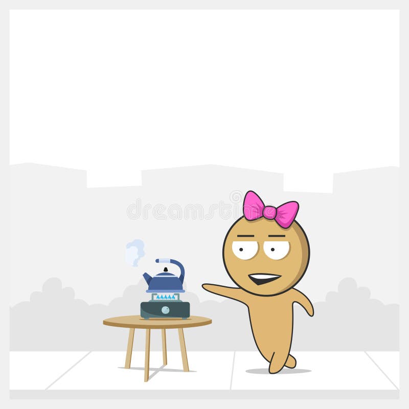 Girl Making a Kettle. Girl Making Tea Stock Vector Illustration of