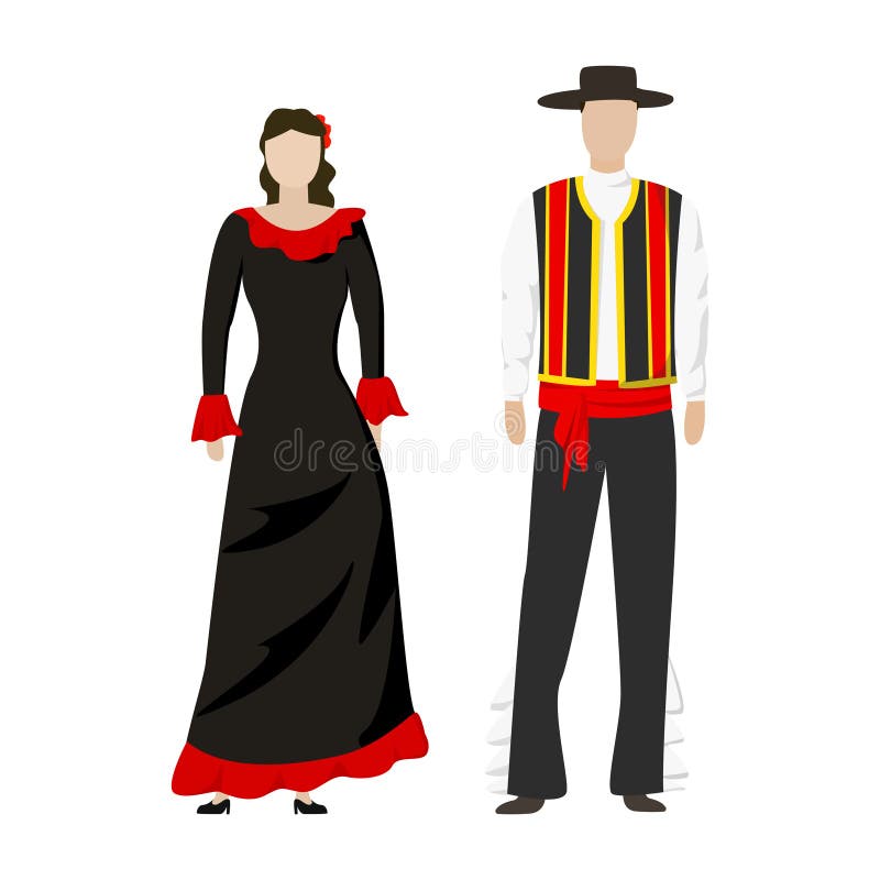 Spanish Man Woman National Costume Stock Illustrations – 195 Spanish ...