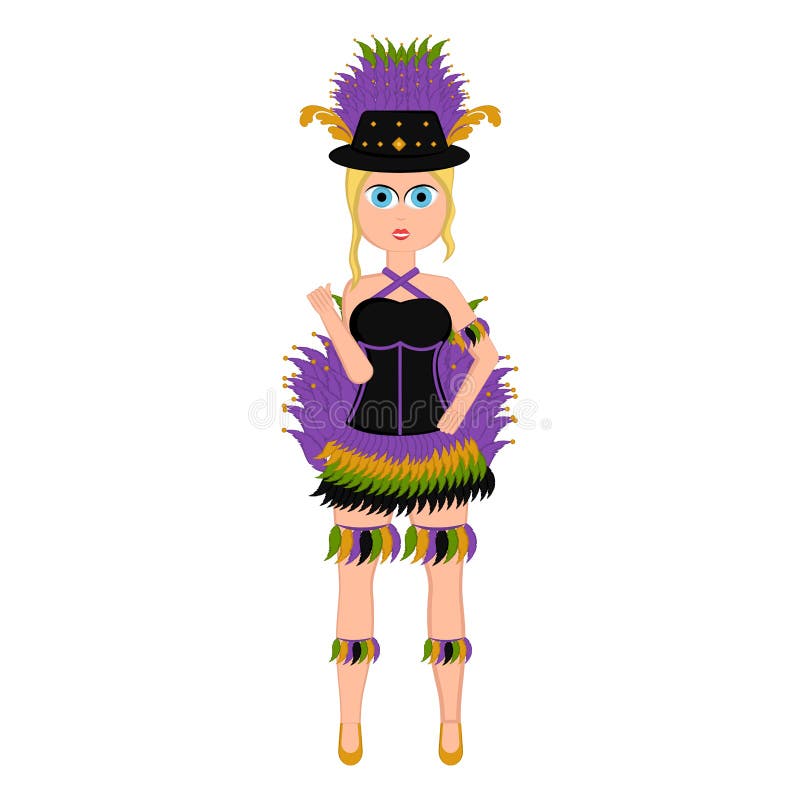 Girl With A Mardi Gras Costume Stock Vector Illustration Of Concept Isolated 129878289 