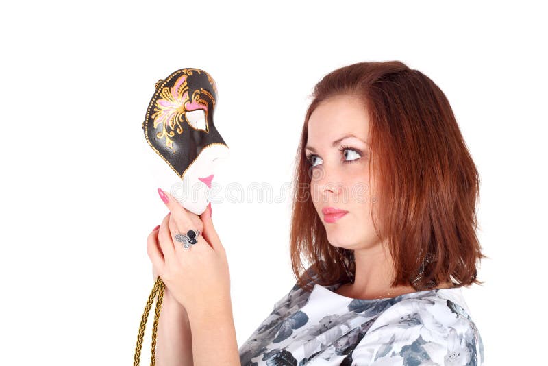 Girl and mask stock image. Image of expression, face 26723547