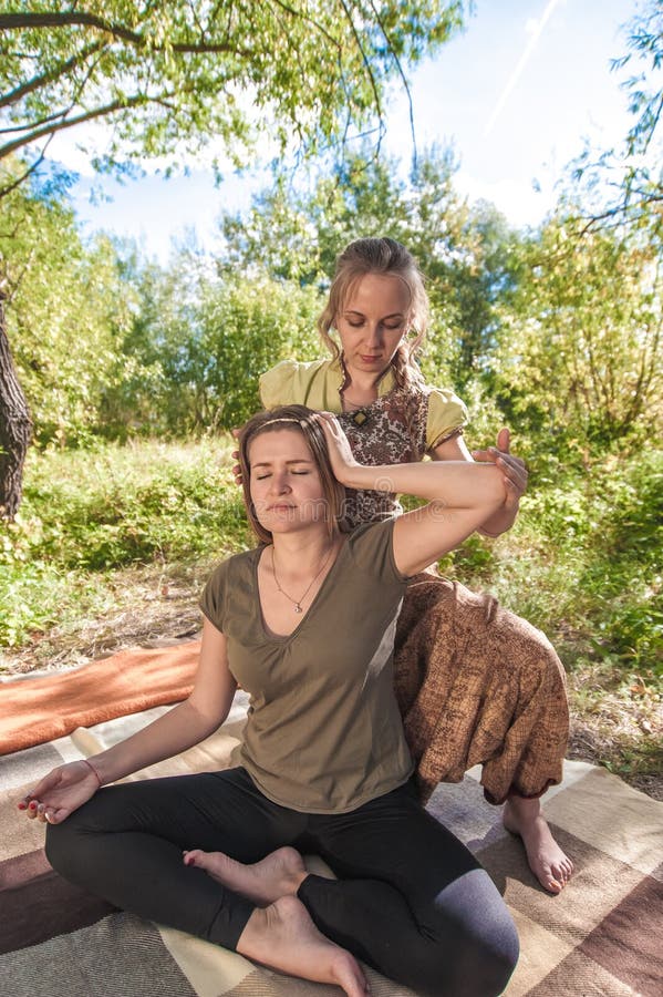 Two Beauties Giving Nice Massage to Each Other