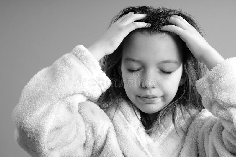 Girl massaging hair