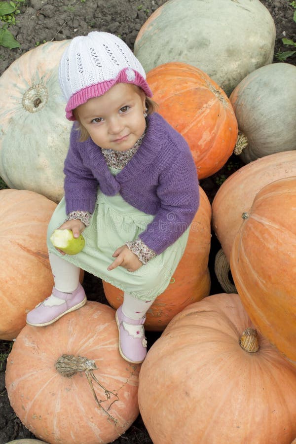 The girl on melons stock image. Image of pear, autumn 22488113