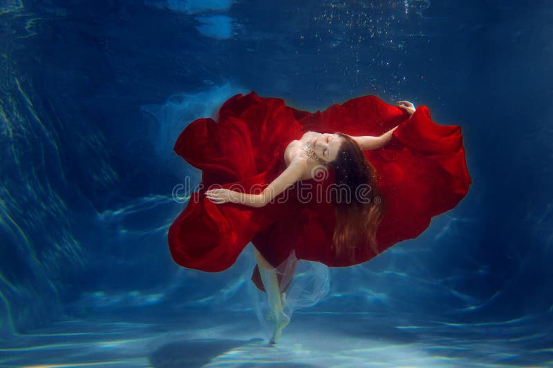 Girl mermaid. Underwater scene. A woman, a fashion model in the