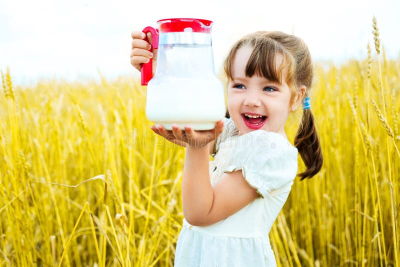 Girl with milk stock photo. Image of joyful, cereal, healthy 14514424