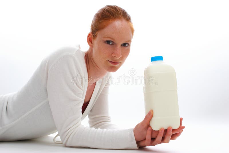 Girl with a Milk Bottle stock image. Image of girl, beverage 5389335