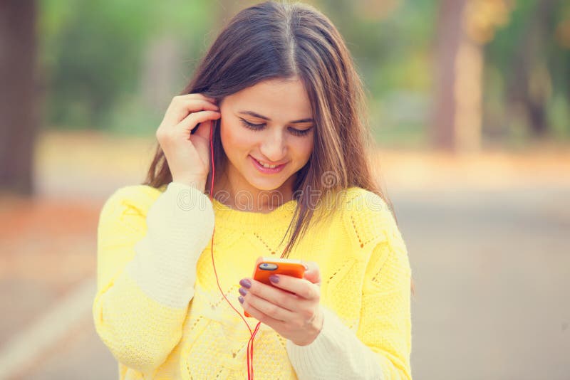 Girl with mobile phone stock image. Image of communication 45271909