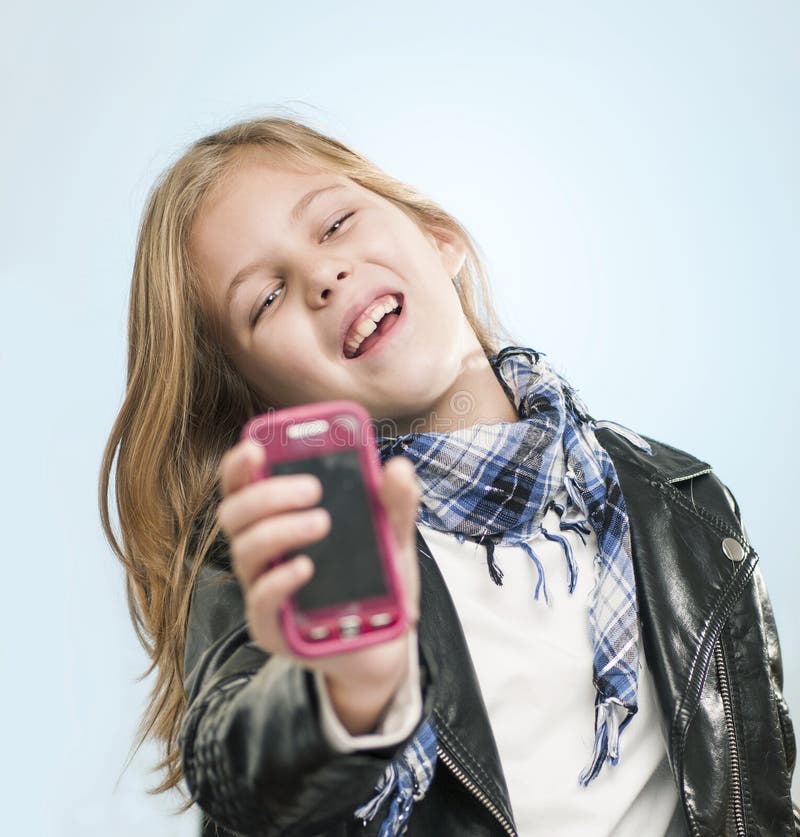 Girl with mobile phone stock photo. Image of beautiful 35766612