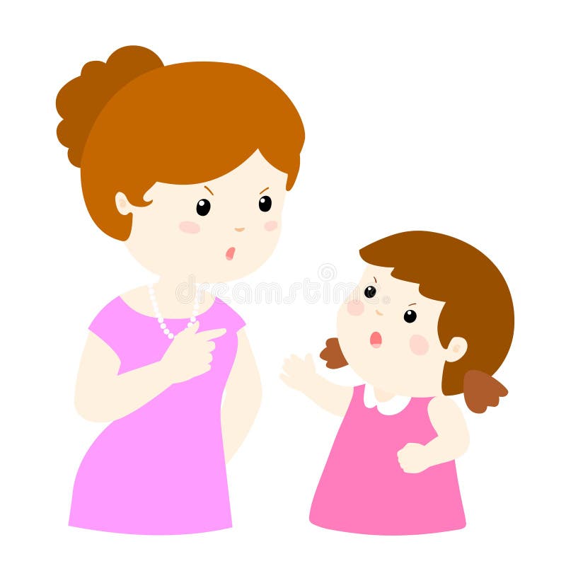 Girl And Mom Arguing Illustration Stock Vector - Illustration of finger ... Kids Argue Clipart