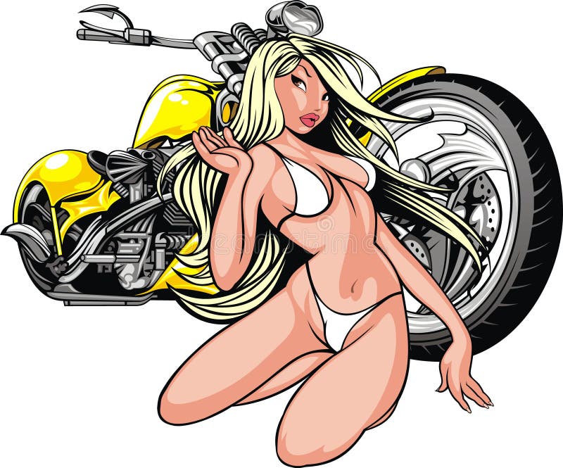 Girl and motorbike