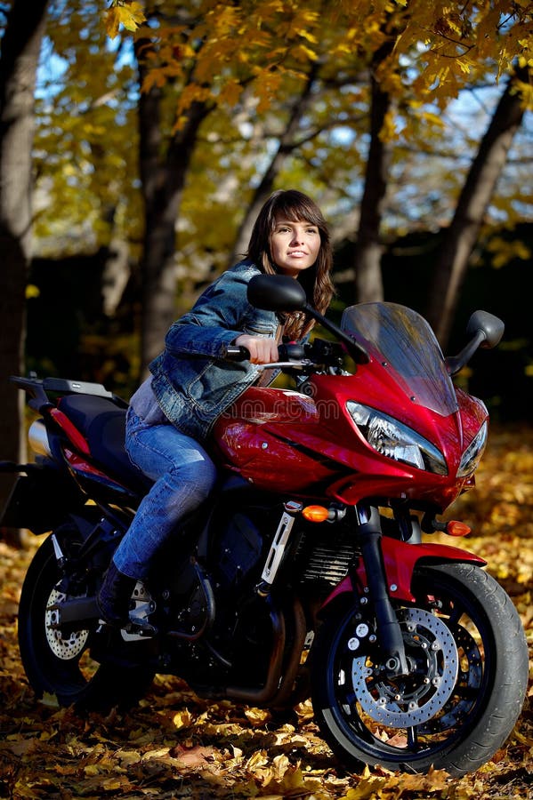 The Girl And A Motorcycle Stock Image Image Of Street 12085535