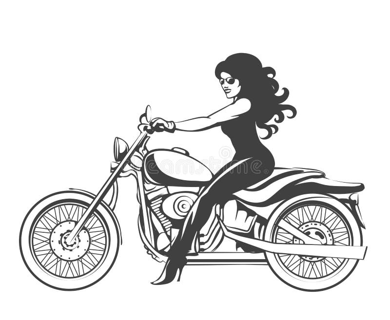 Girl On A Motorcycle Stock Vector Illustration Of Sign 68993936