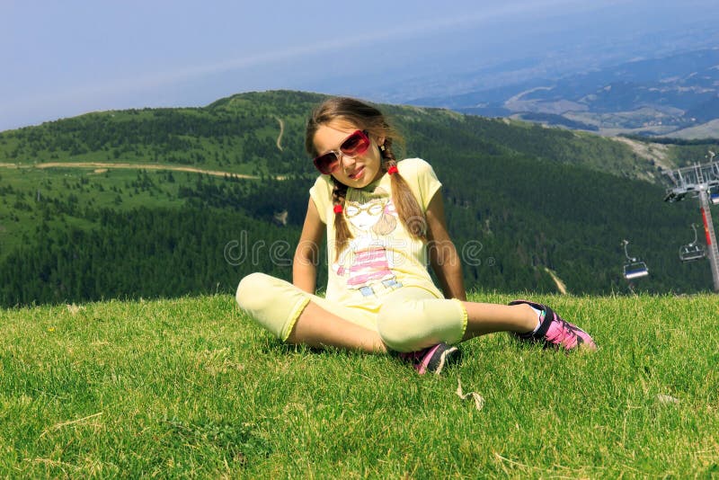 Girl on the mountain stock image. Image of journey, nature 43149681
