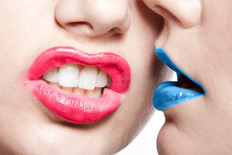 Girl mouths kissing stock image. Image of mouth, female 17466157