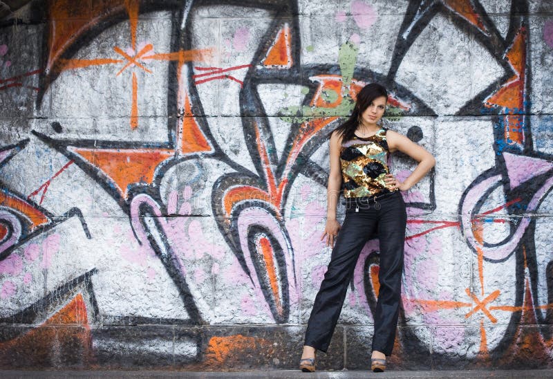 Girl near the wall