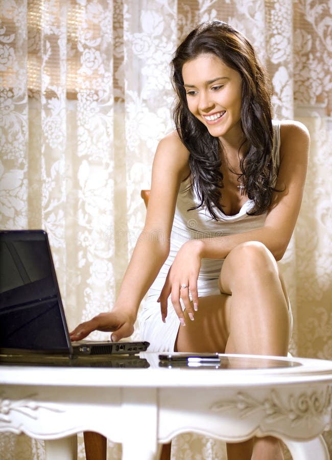 Girl with notebook computer