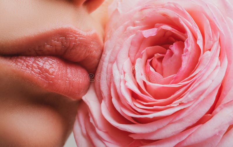 Girl Open Mouths Natural Beauty Lips Woman Lips With Pink Lipstick