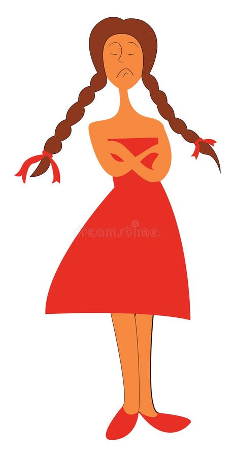 A Girl in an Orange Dress, Vector or Color Illustration Stock Vector ...