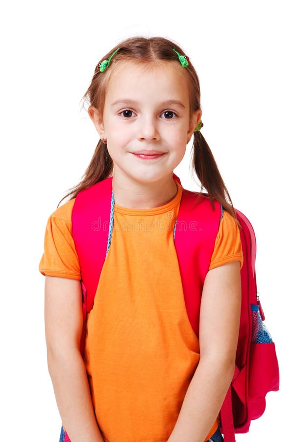 Girl in orange tshirt stock photo. Image of colorful 22114126