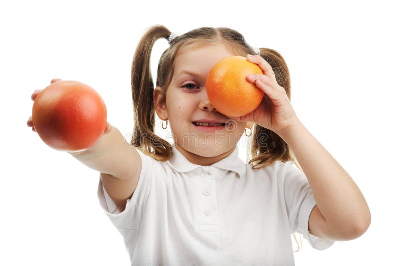 Girl with oranges stock photo. Image of indicate, lifestyles 36461426